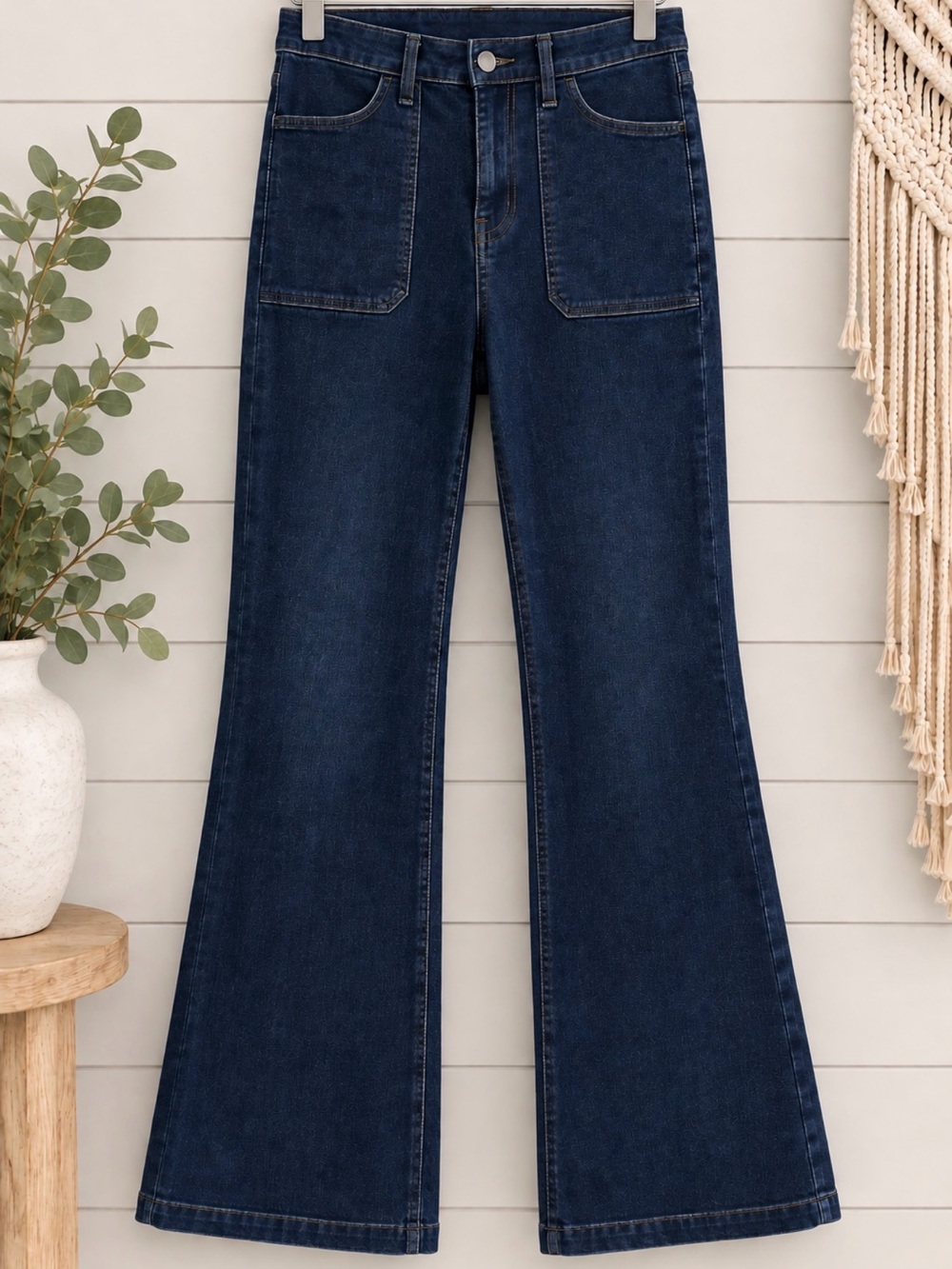Wide Leg Dark Blue Women's Jeans
